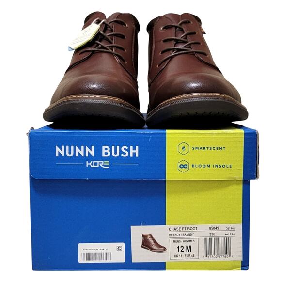 Nunn Bush Men Chase Plain Toe Chukka Boots Size US 12M Brandy Brown Faux Leather - Picture 6 of 6